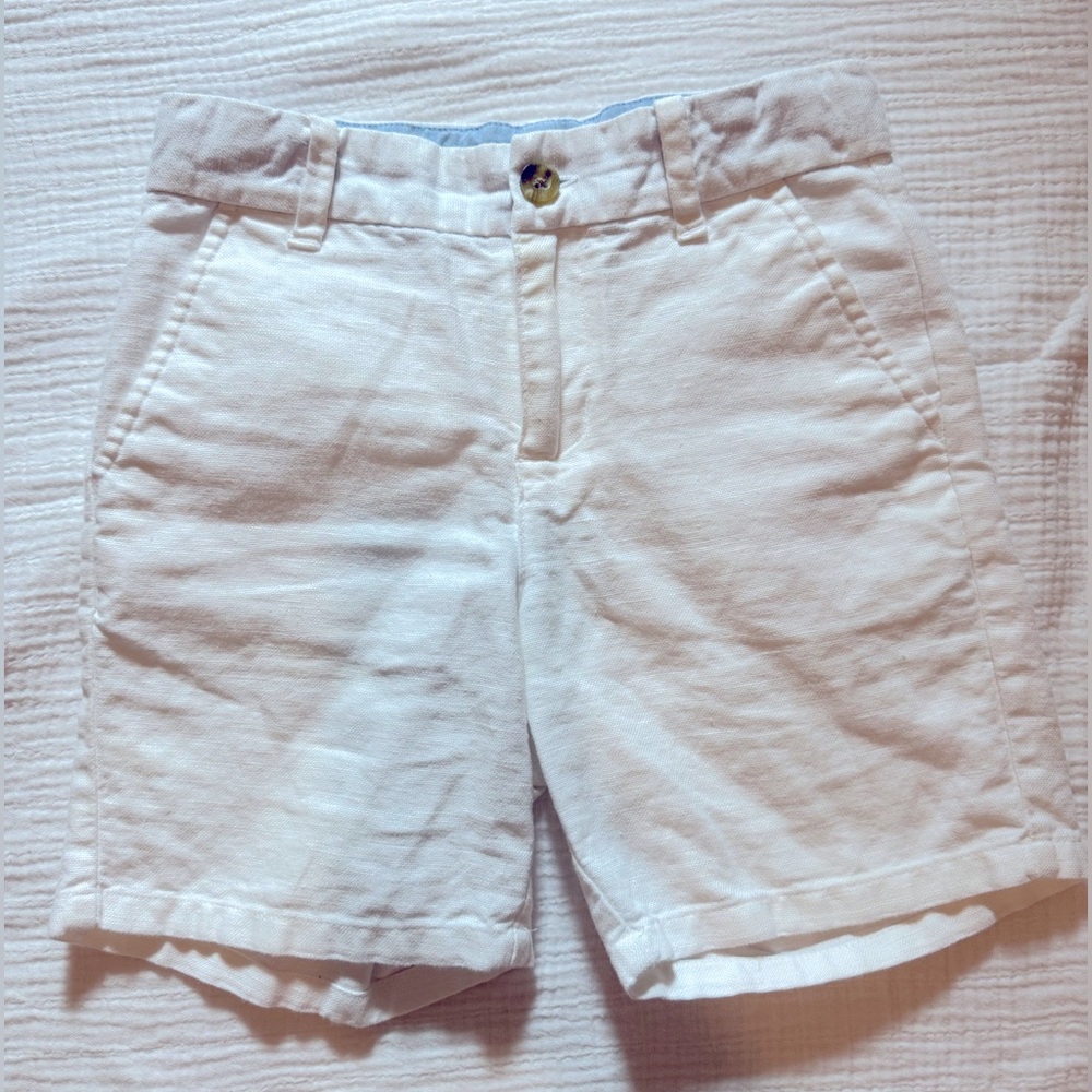 Janie and Jack boys white linen cotton shorts